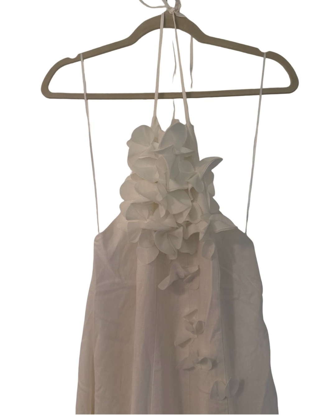 Caroline Constas White Appliqué Halter Linen Maxi Dress NWT - Picture 5 of 9